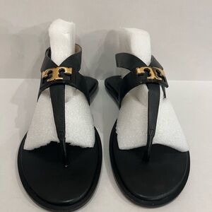 Tory Burch Black Sandals with Gold Accent